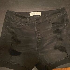 Mudd distressed high rise midi shorts